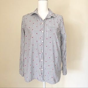 Old Navy The Classic Shirt. Stripes & Red Hearts